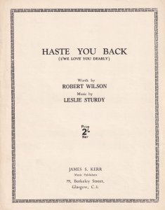 Haste You Back We Love You Dearly Scottish Country Dance 1950s Sheet Music