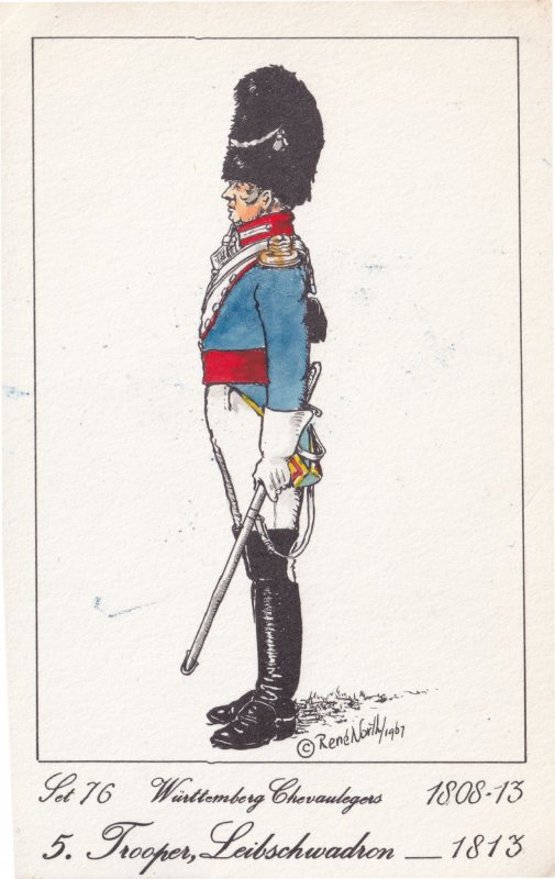 Trooper Liebschwadron Regiment Soldier German Napoleonic War PB Postcard