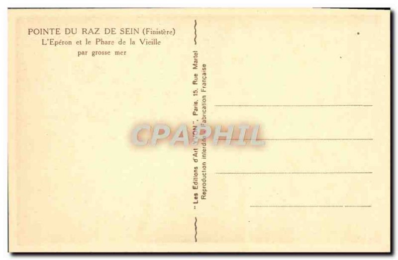 Postcard Old Pointe Du Raz De Sein L & # 39Eperon Raz and Lighthouse Old roug...
