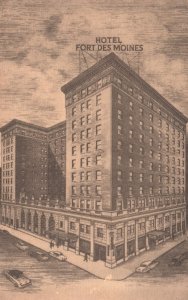 Hotel Fort Des Moines Historical High-Rise Building Landmark Iowa IA Postcard