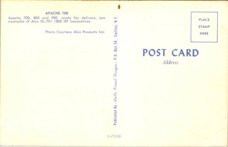 Vintage Railroad Train Locomotive Postcard - Apache Railway