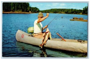 1953 Fishing, Boat, Greetings from Chautauqua Lake Region NY Postcard 