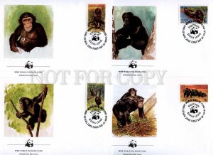 239845 SIERRA LEONE WWF Monkey Chimpanzees 1983 set of 4 FDC