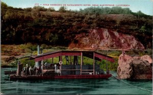 Postcard Gold Dredging on Sacramento River near Marysville, California