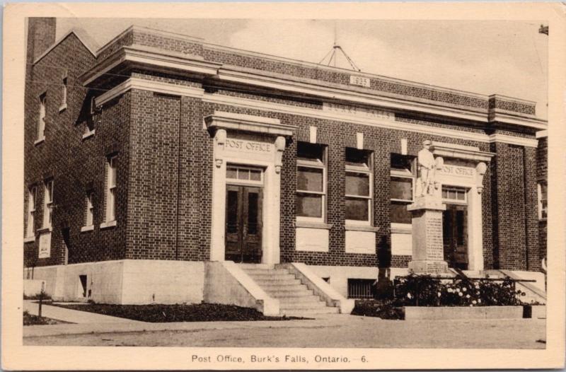 Post Office Burk's Fall Ontario ON c1939 Postcard E17