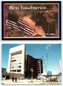 2 Postcards OKLAHOMA CITY, OK ~ Bombing ALFRED P. MURRAH BUILDING 1995 ~ 4x6