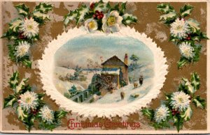 Christmas With Winter Mill Scene 1909
