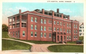 Vintage Postcard 1920's City Hospital Medial Building Barre Vermont C.W. Hughes