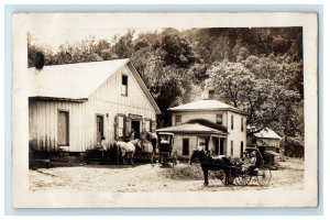 Harness Store Family Buggy Wagon Blissfield OH, Hand Cancel RPPC Photo Postcard