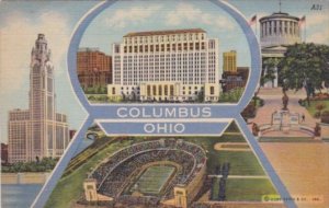 Ohio Greetings From Columbus Showing State Office Building McKinley Memorial ...