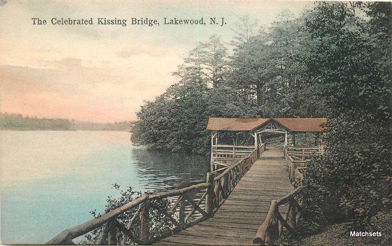 C-1908 Hand Colored Celebrated Kissing Boat Bridge LAKEWOOD NEW JERSEY 10478