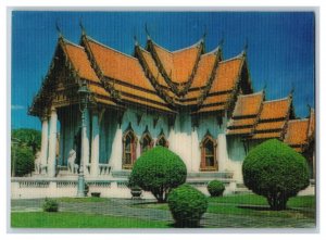 Side of Marble Temple Bangkok Thailand 3D Lenticular Postcard R24