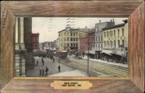 Fort Wayne Indiana IN Trolley Streetcar Frame Border c1910 Vintage Postcard