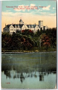 Postcard WI Greenbay St. Joseph's Orphans Home on Fox River 1914