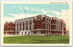 Ashtabula Ohio High School Vintage Linen Postcard Curteich C.T. American Art