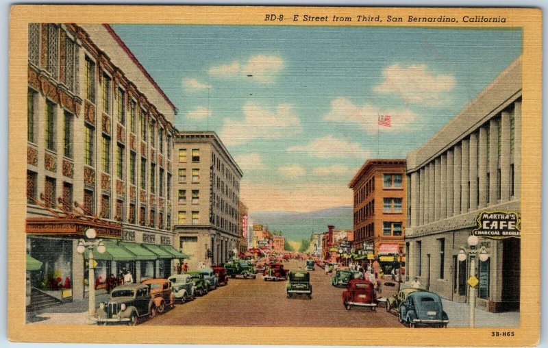 1943 San Bernardino, CA Downtown E Street from Third St Main Linen PC Teich A216