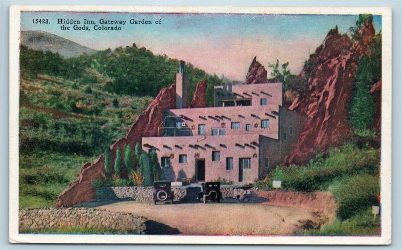 Postcard CO Hidden Inn Gateway Garden of The Gods Colorado c1920s B8