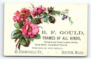 c1880 BOSTON MASS B.F. GOULD 40 BROOMFIELD ST FRAMES VICTORIAN TRADE CARD Z1115