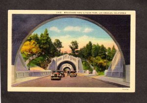 CA Boulevard Thru Elysian Park Tunnel Los Angeles California Linen Postcard