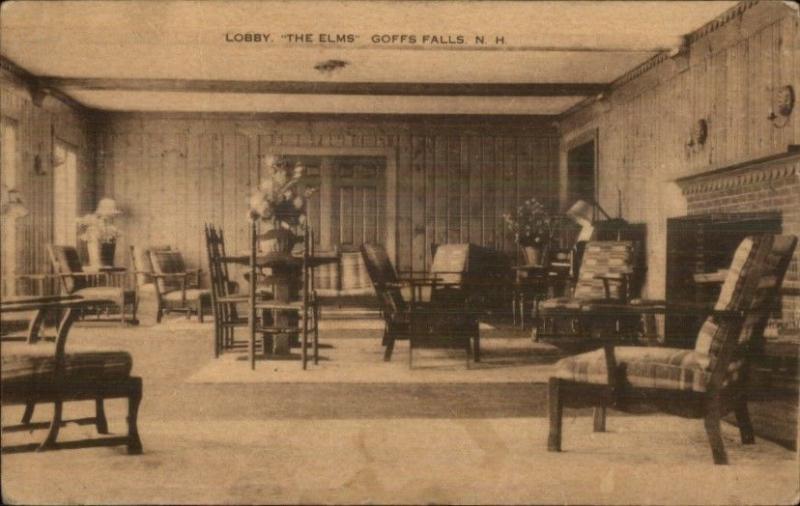 Goffs Falls - Manchester NH - Lobby of the Elms Postcard