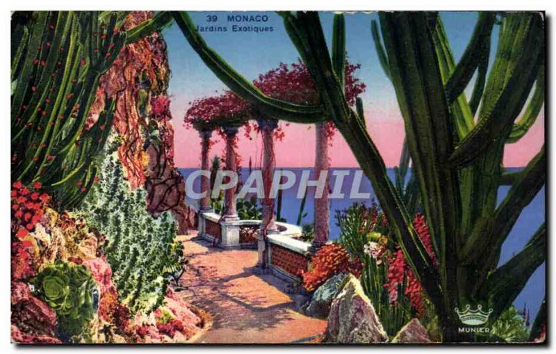 Old Postcard Monaco Exotic Gardens