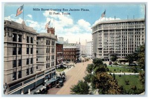 c1910 Mills Street Front San Jacinto Plaza Exterior View El Paso Texas Postcard