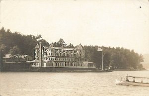 Spofford NH Pine Grove Springs Boat 1917 Real Photo Postcard