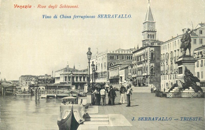 Italy Venice Ferruginous cinchona wine SERRAVALLO advertising postcard 