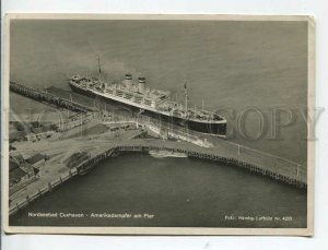 439471 Germany North Sea Cuxhaven Amerika steamers at pier ocean liner 1933 RPPC