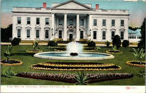 Vtg 1910s The White House Front Lawn Fountain Washington DC Unused Postcard