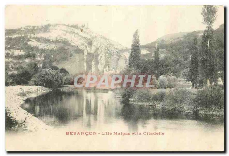 Old postcard Besancon Island Malpas and the Citadel