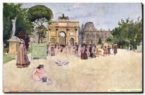 Old Postcard Illustrator Paris Court of Carousel