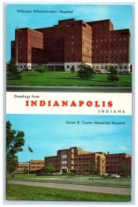 Greetings From Indianapolis IN, Veterans Administration Hospital Postcard 