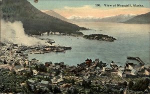 Wrangell Alaska AK Bird's Eye View Harbor c1910 Vintage Postcard