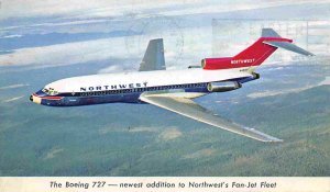 Boeing 727 Northwest Airlines Airliner Aircraft Plane 1968 postcard