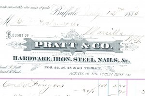 Buffalo NY Pratt Hardware Iron Steel Nails Billhead New York