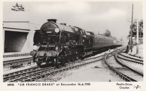 Sir Francis Drake Train in Boscombe Station Real Photo Postcard