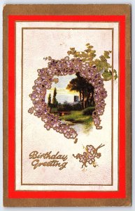 1910's Birthday Greetings Flower Large Print Bouquet Wishes Card Posted Postcard