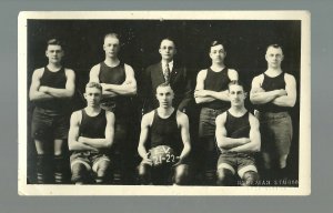 Eden Valley MINNESOTA RP 1921 BASKETBALL TEAM nr Paynesville Kimball STUDIO SHOT