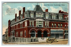 Vintage 1915 Advertising Postcard Hotel Berwick Cambridge Ohio Antique Auto