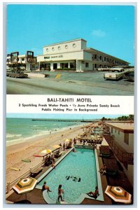 Miami Florida Postcard Collins Ave. Beach Bali-Tahiti Motel Pool Exterior c1960