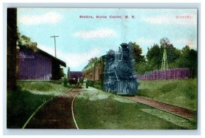 Railroad Locomotive Train Station Sodus Center New York NY Antique Postcard