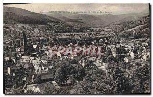 Old Postcard Munster Overview of the city and the Vosges