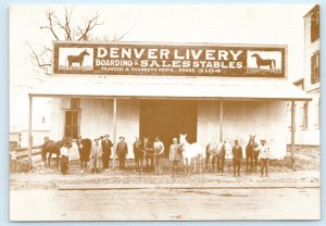 HOUSTON, Texas TX ~ Repro DENVER LIVERY STABLE Congress Avenue 4x6 Postcard