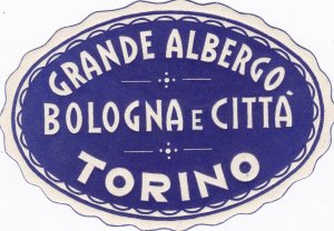 Italy Torino Grande Albergo Bologna E Citta Vintage Luggage Label sk2202