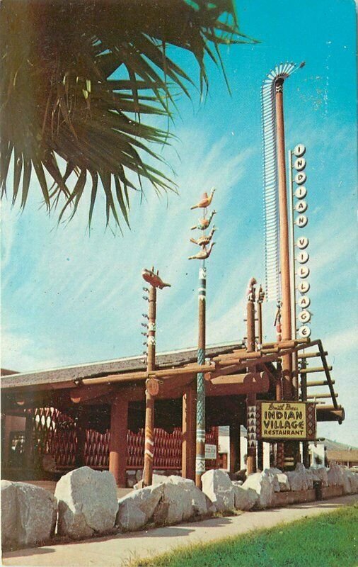 Indian Village Restaurant Smith Bros Postcard Dexter Torrance California 20-1232