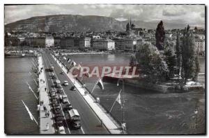 Modern Postcard Geneve Mont Blanc Bridge and & # 39ile Rousseau