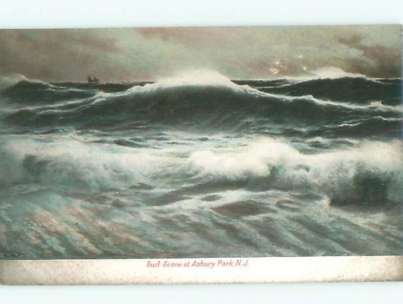 Pre-1907 WAVES BY THE SHORELINE Asbury Park New Jersey NJ AD8639