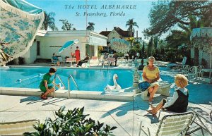 Postcard 1950s Florida St. Petersburg Hotel Albemarle Swimming Pool FL24-3291