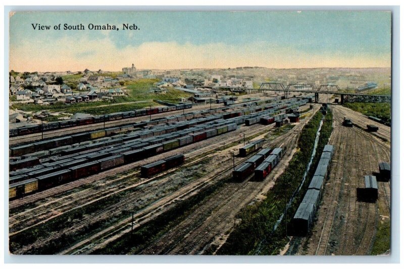 c1910 View South Train Station Cargo Bridge Exterior Omaha Nebraska NE Postcard 